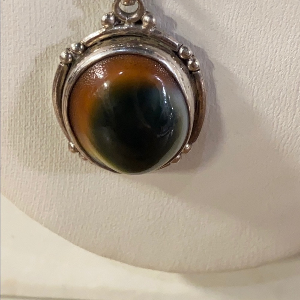 Sterling Carved Celestial Shell Stone Necklace - image 4